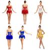 Dame Latin Rumba Dans Leotard med Pjusket Fjer Nederdel Glitrende Rhinestones Gennemsigtig Mesh Stropløs Bodysuit til Tango Cha Cha Sceneoptræden
