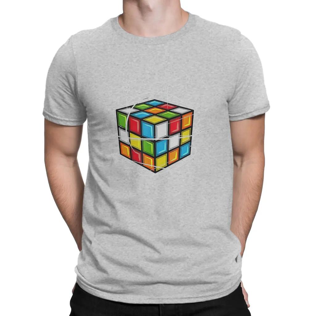Casual Cool T-Shirt Men Round Collar 100% Cotton T Shirt Math Rubik Interesting Cube Short Sleeve Tees Summer Clothing