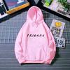 Women's Hooded Long Sleeve Graphic Hoodie Loose Fit Preppy Style FRIENDS Letter Print Pullover Sweatshirt Casual Warm Top for Spring Daily Outfit