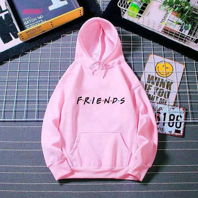 Women's Hooded Long Sleeve Graphic Hoodie Loose Fit Preppy Style FRIENDS Letter Print Pullover Sweatshirt Casual Warm Top for Spring Daily Outfit
