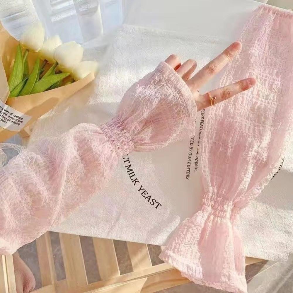 Anti-UV Arm Sleeve Lace Mesh Fingerless Gloves Summer Outdoor Sun Protection Sleeves  Driving