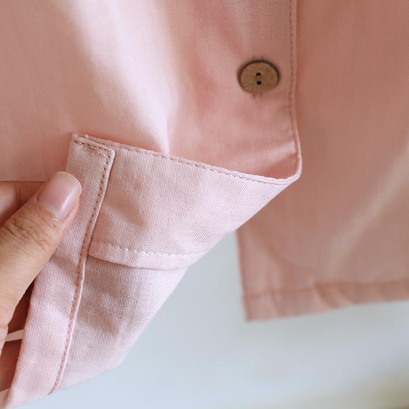 Women's Pure Cotton Gauze Pajama Set - Spring/Summer, Long Sleeve, Nine-Point Pants, Loose Fit, Japanese Style, Solid Color.