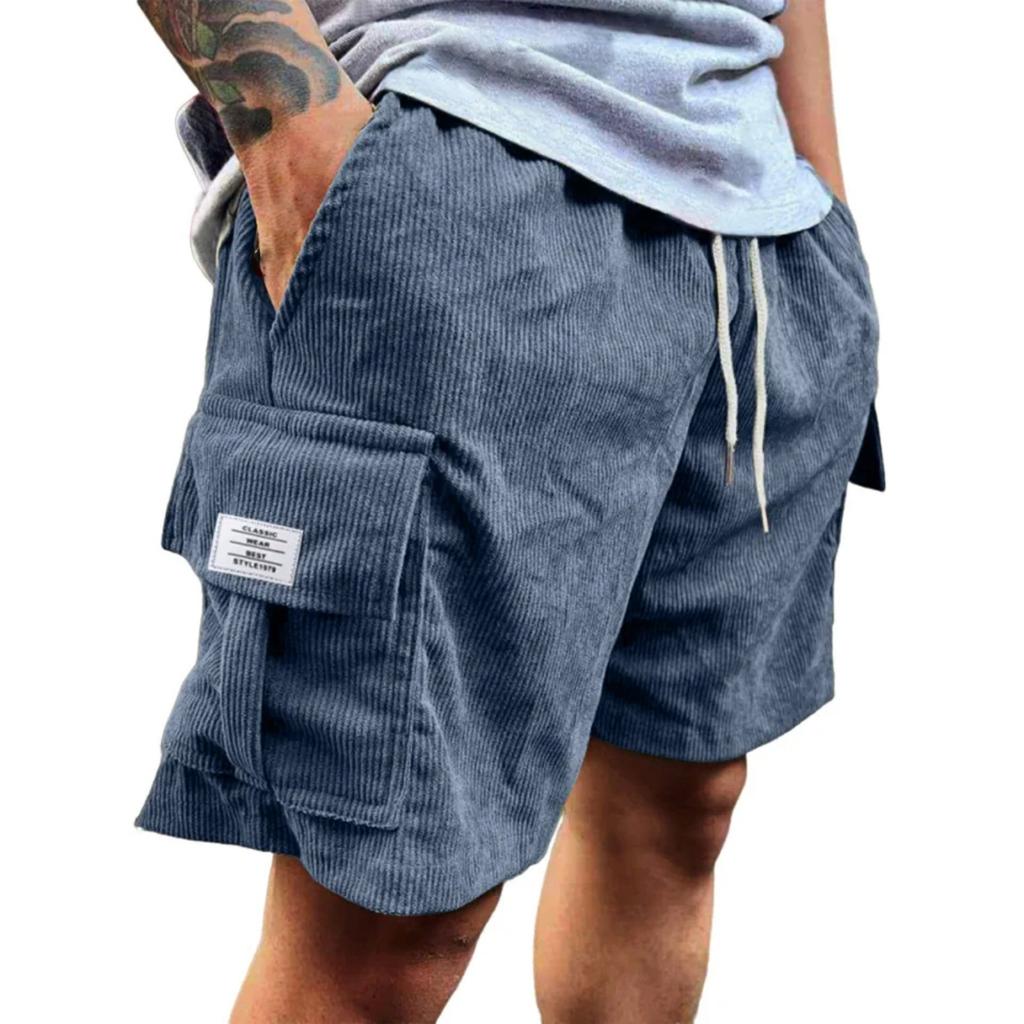Men's -color Casual Corduroy Loose Five-inch Length Shorts For Men - Comfortable Sports Multi-pocket Work Pants