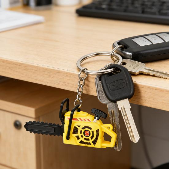 Llavero Cadena de Motosierra Compacta con Cuerda Interactiva para Tirar Juguete de Descompresión Mango Ajustable Cadena de Sierra Desmontable Herramienta Realista