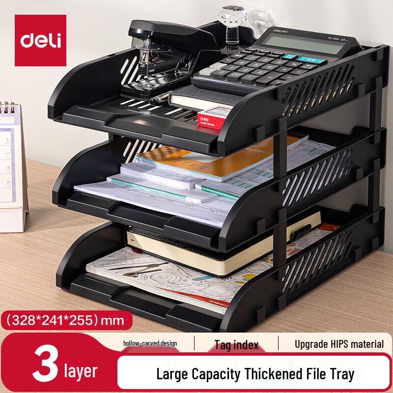 Deli 3-Tier Hollow File Tray