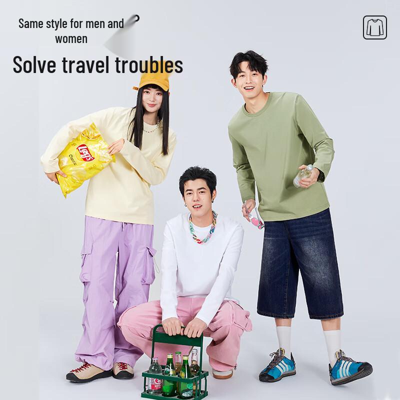 MINISO Men's Casual Long Sleeve Round Neck T-Shirt