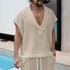 Men'S Loose Sleeveless Vest Large V-Neck Sports T-Shirt Top