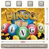 A Background Decoration with the Theme of "Bingo Night", Featuring a Golden Scene of a Snooker Game In the Picture.