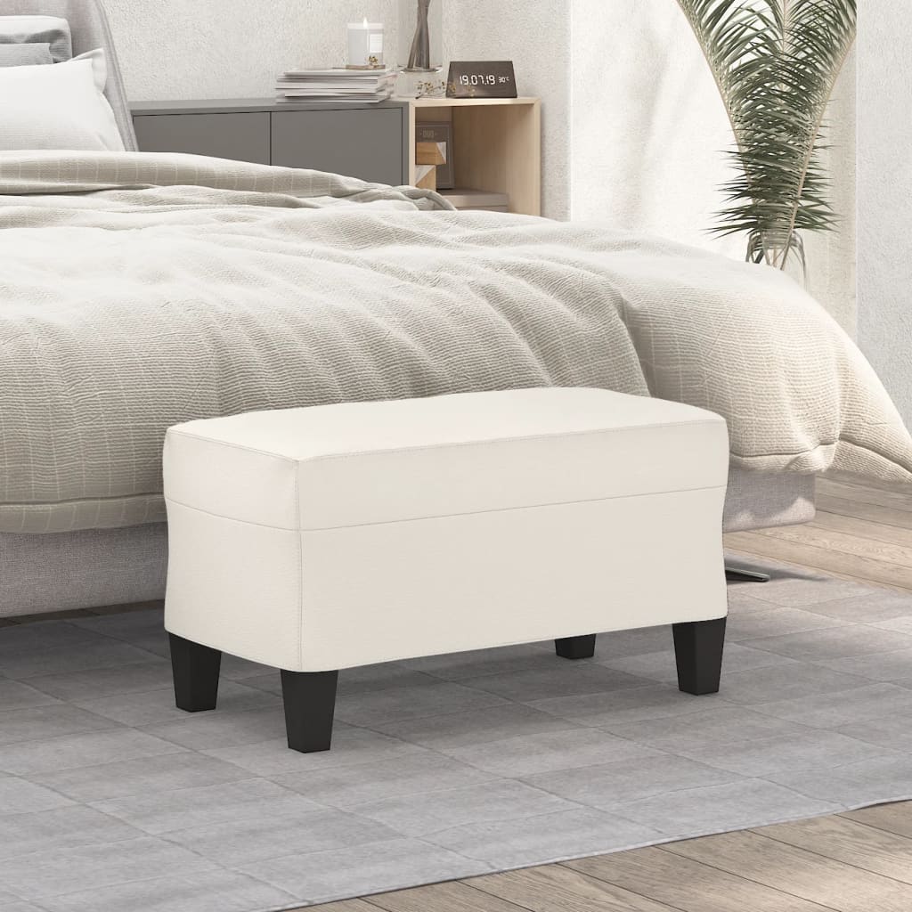 Cream Bench 70 X 35 X 41 Cm Faux Leather