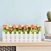 Realistic Artificial Potted Flower Arrangement With Fence Simulation Plant Ornament For Table Centerpiece Shelf Garden Entrance