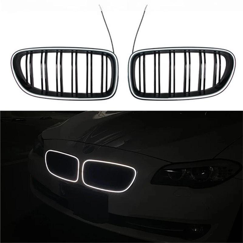 Front Racing Grille LED Light For BMW 5 Series F10 F11 F18 2010-2017 Gloss Luminous Kidney Double Slat W/Tuning Grill