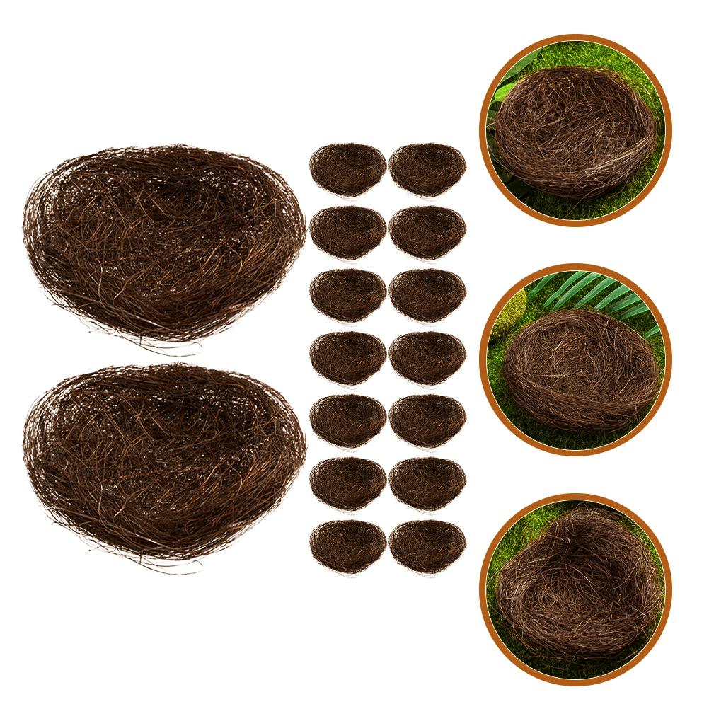 16Pcs Simulated Bird Nest Garden Bird Nest Ornaments Decorative Photography Props Dinner Plate Decor