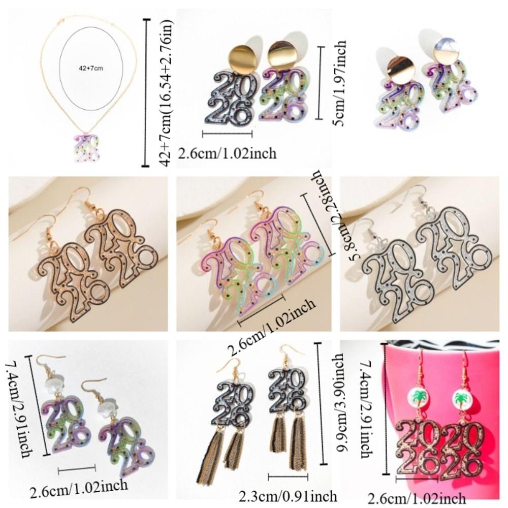 Acrylic Glitter 2026 Stud Earrings Jewelry 2026 Necklace Vintage Party Earrings Pendant  Gift