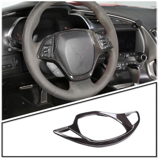 Carbon Fiber Style Interior Steering Wheel Cover Trim for 2014-18 Corvette C7 US