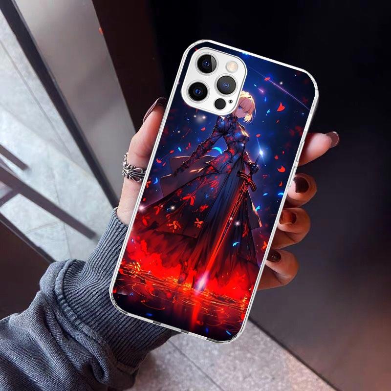 Fate Zero Stay Night Saber Phone Case For iPhone 17 Air 11 13 Mini 14 15 Plus 16 12 Pro Max 16E SE 7 8 Pattern Soft TPU Back Cov