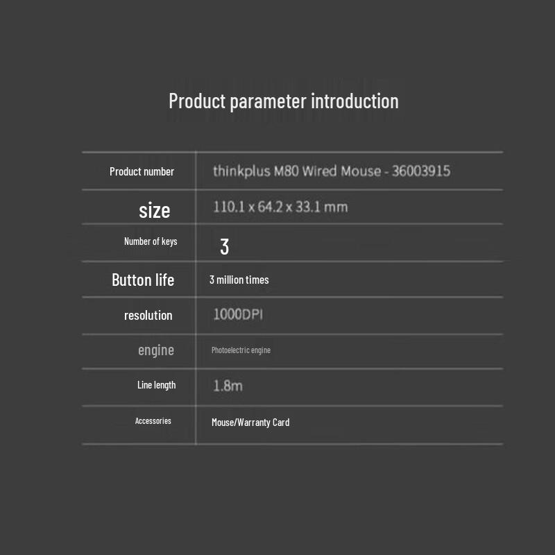 Lenovo ThinkPlus M80 Wired Mouse