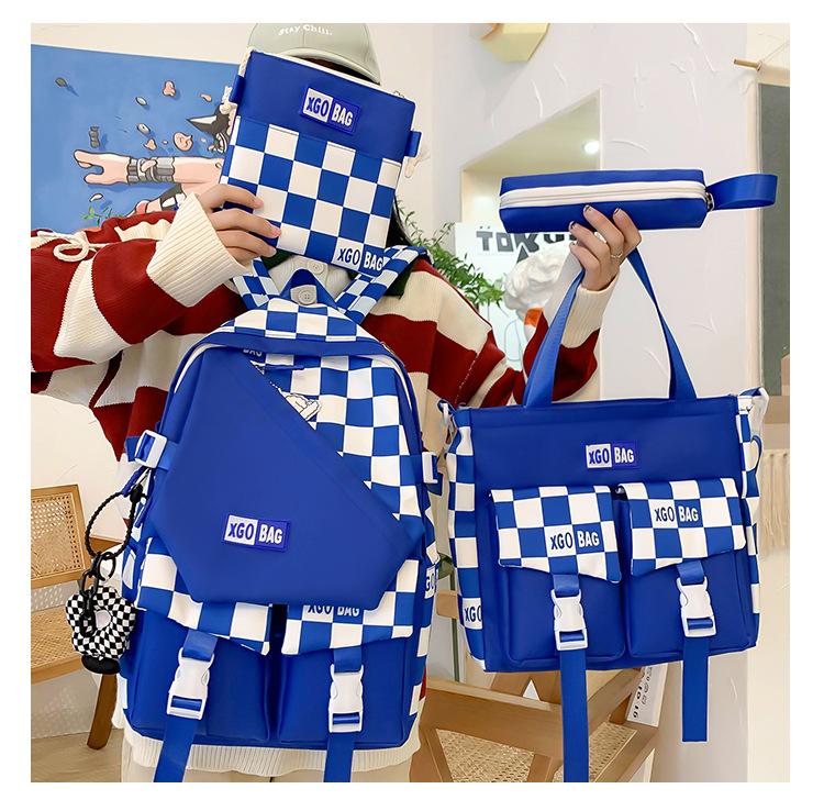 Four-piece Backpack Junior Senior High School Student Schoolbag Large Capacity Backpack