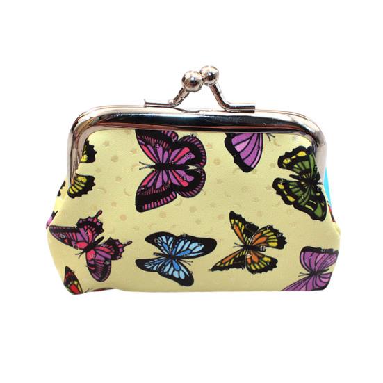 Women Small Coin Purse, Vintage PU Leather Change Purse, Butterfly Kiss Lock Coin Pouch, Pocket-Sized, Mini Coin Purse for Women жёлтый