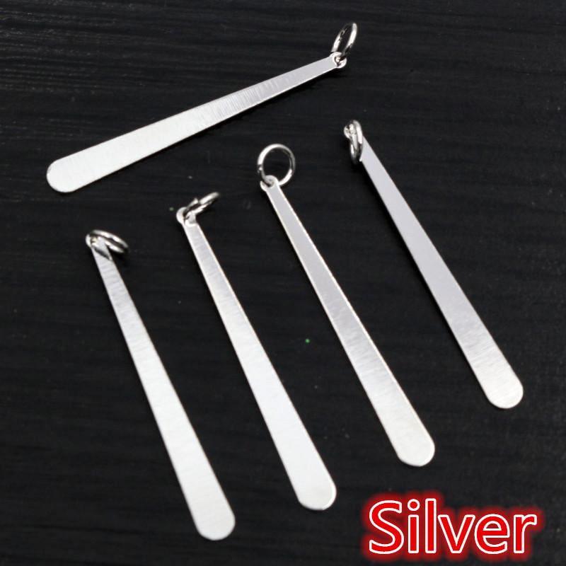 

20pc/lot 38x4mm 5 colors Long Flat Drop Strip with jump rings for Earrings findings necklace pendant charms jewelry making срібний