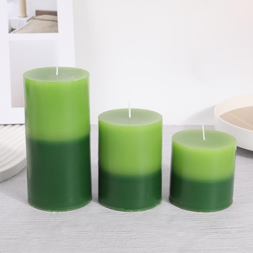 

Классическая европейская цветная цилиндрическая свеча для дома, без запаха, романтическая, свадебная, для отеля, декоративный столб, воск Gradual change green