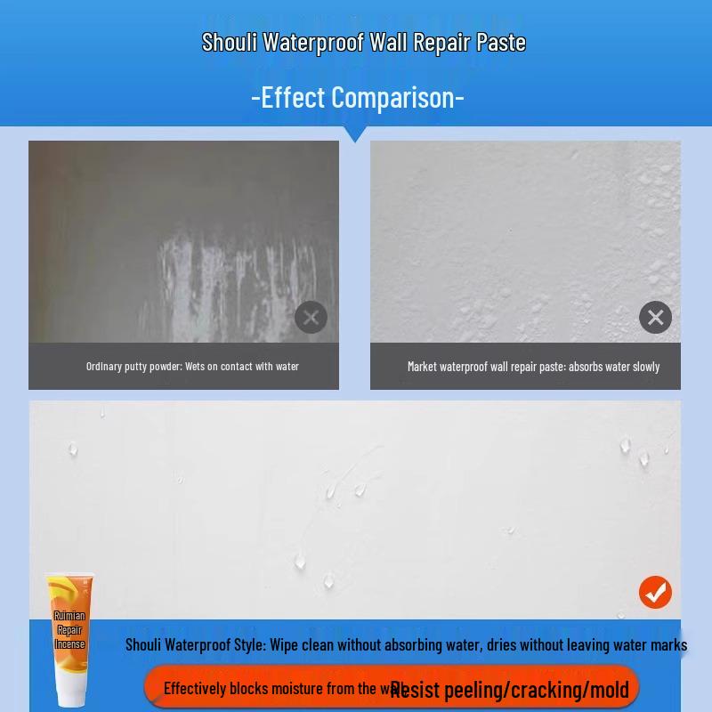 Mold-Resistant Waterproof Wall Repair Paste - White Latex Putty for Moisture-Proof Renovations