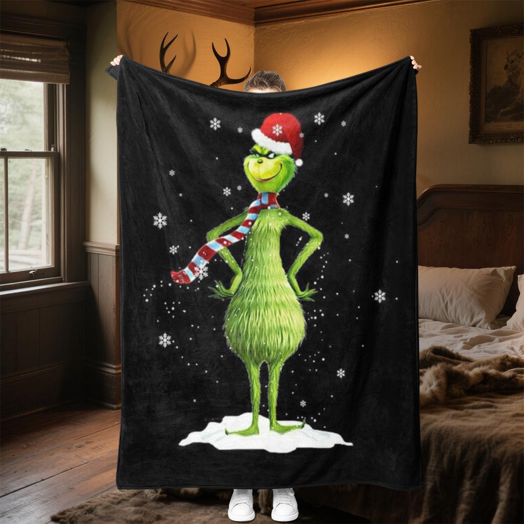 Grinch Christmas Story Plush Blanket Soft Comfortable All Seasons blanket Sofa Office Naps blanket Outdoor Travel throw Perfect Gift