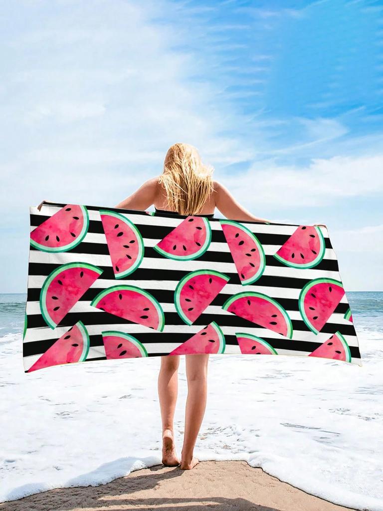 Wassermelonenscheiben-Print Schnelltrocknend Leicht Atmungsaktiv Bequem Strandtuch für Sommer Pool und Outdoor-Aktivitäten
