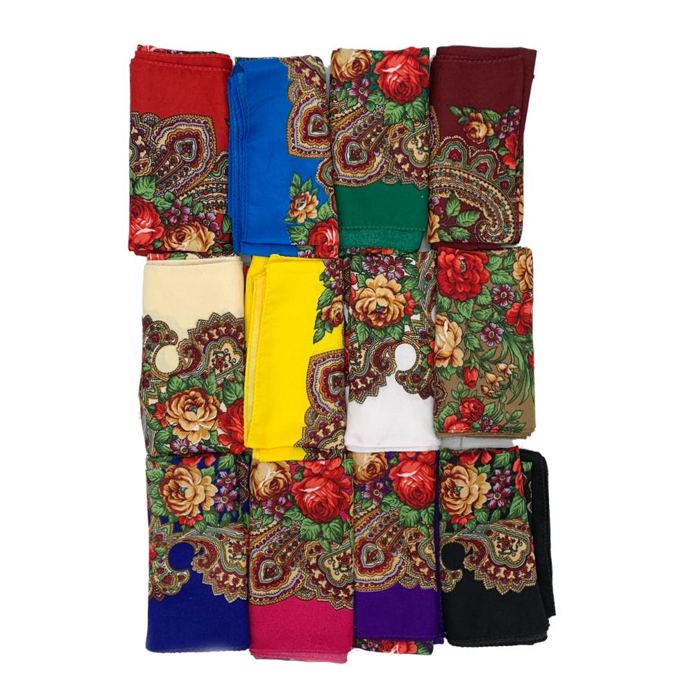 70*70Cm Luxury Floral Print Bandana Shawl Russian Style Square Scarf Female Headband Scarves Handkerchief Babushka Head Wraps