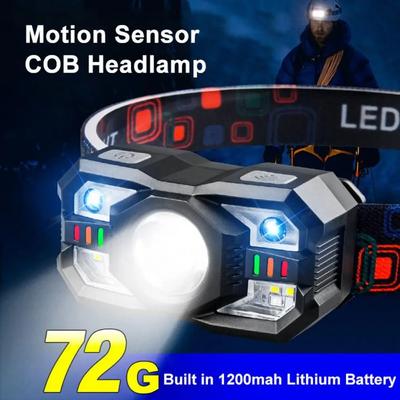 72G Smart Motion Sensor Headlamp Type-C USB Ricaricabile Faro Spia Impermeabile Faro Induzione Torcia Elettrica