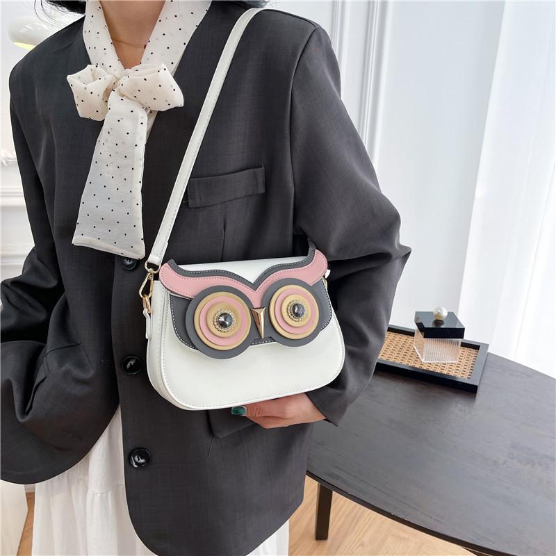 Personalized and creative owl small bag 2025 new Japanese cartoon cute girl foreign style shoulder small square bag pu