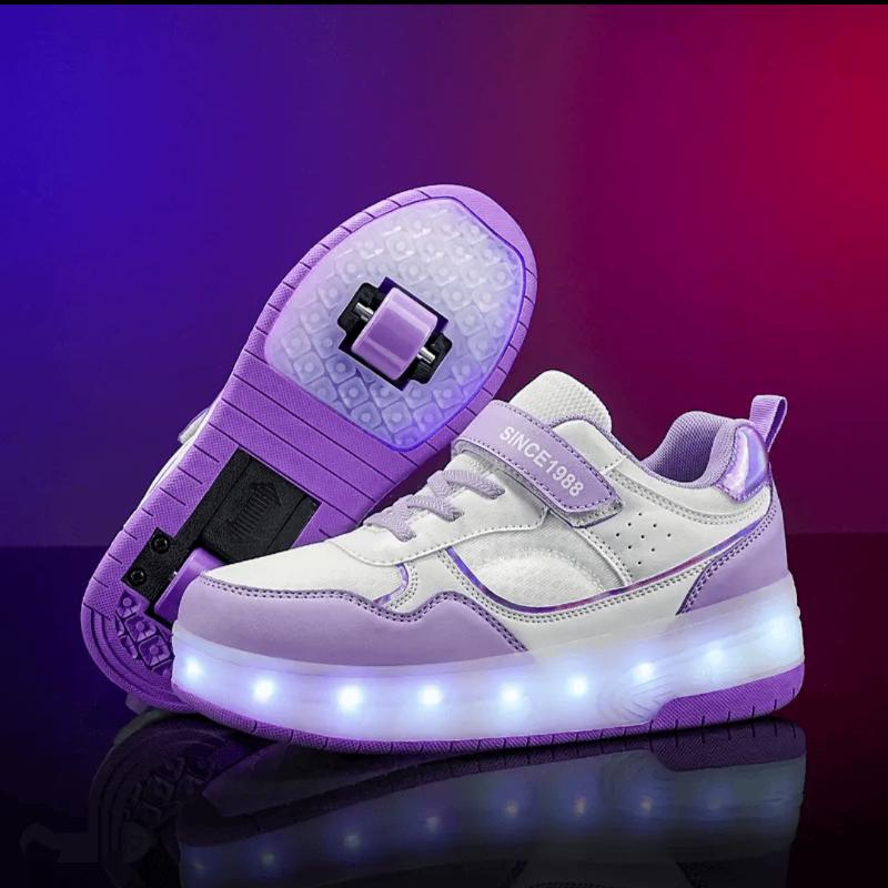 Kid's Luminous Sneaker Rubbing Shoes Children's Shoes Solid Milk Patch Charging Lamp Shoes Kids Glowing Sneakers