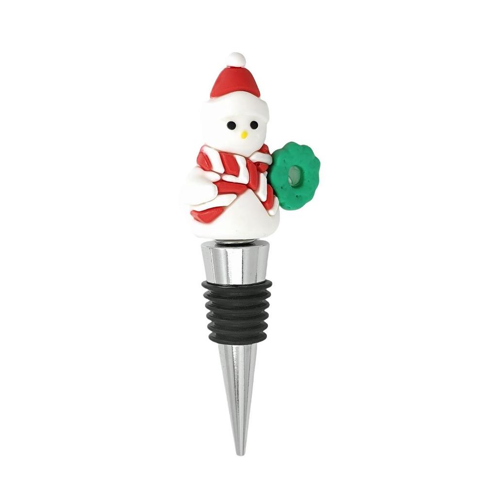 PVC Christmas Wine Stoppers - Green Christmas Tree, Snowman, Candy Cane, Reindeer, Santa Claus, Wreath for Glass Bottles