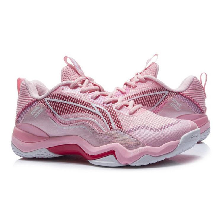New LINING Sonic Boom EG 3.0 Women's Professional Badminton Shoes   Light Pink/Red AYZR004-1