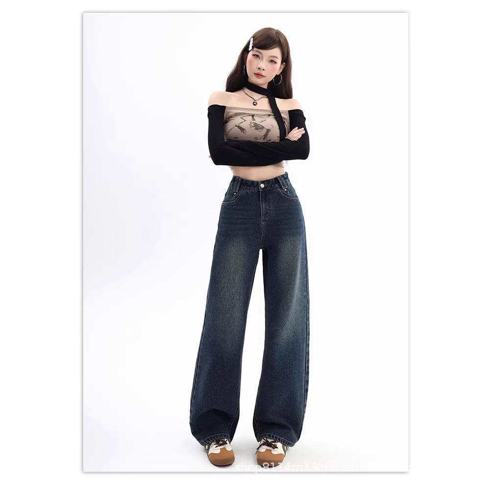 Korean High Waist Minimalist Loose Jeans - Versatile Autumn/Winter Style
