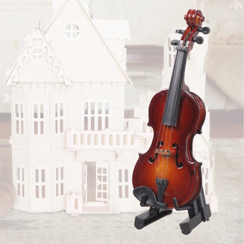 Violin Instrument Pretend Play for Kids Role Furniture Model Toy 1:12 Scale Vintage Violin Play Dollhouses