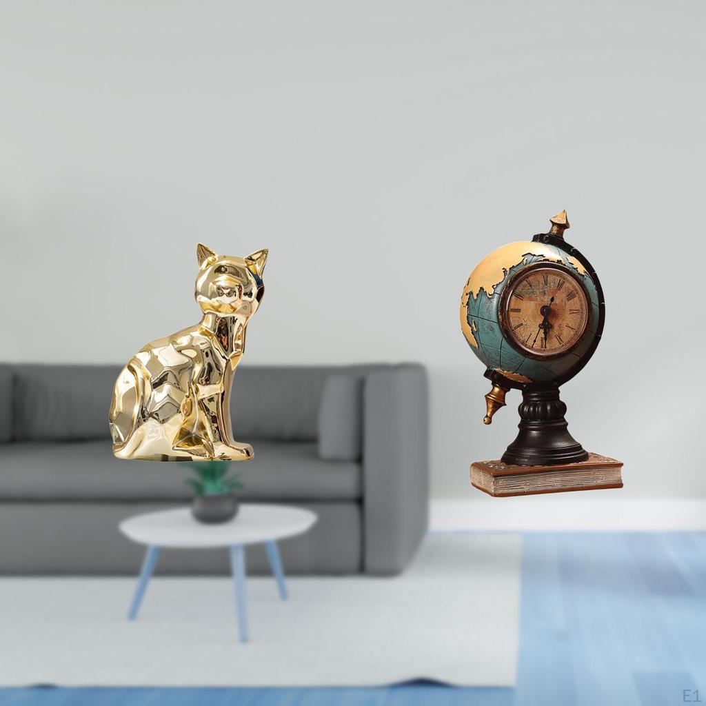 Statue Decorative Figurine Animal Sculpture Modern Table Clock Collectible Craft Ornament for