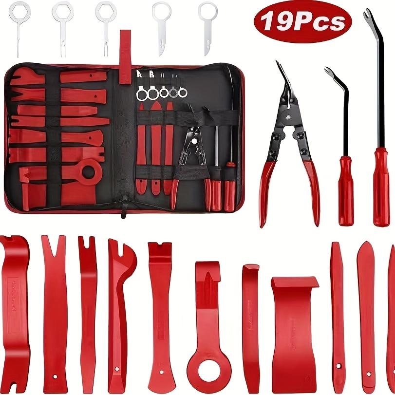 19pcs Car Stereo Installation Tool Set Interior Door Panel Clip Removal Center Console Pry Bar Screwdriver Car Jacking Board, Without Battery