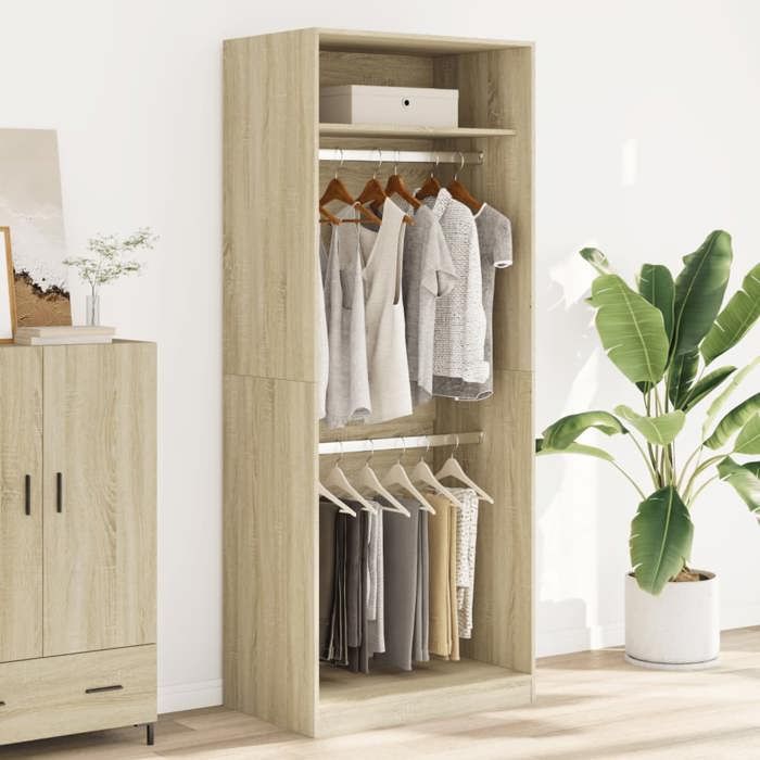 VidaXL Garde-robe chêne sonoma 80x50x200 cm bois d'ingénierie, armoire de rangement, organisateur de garde-robe, armoire, 3307794