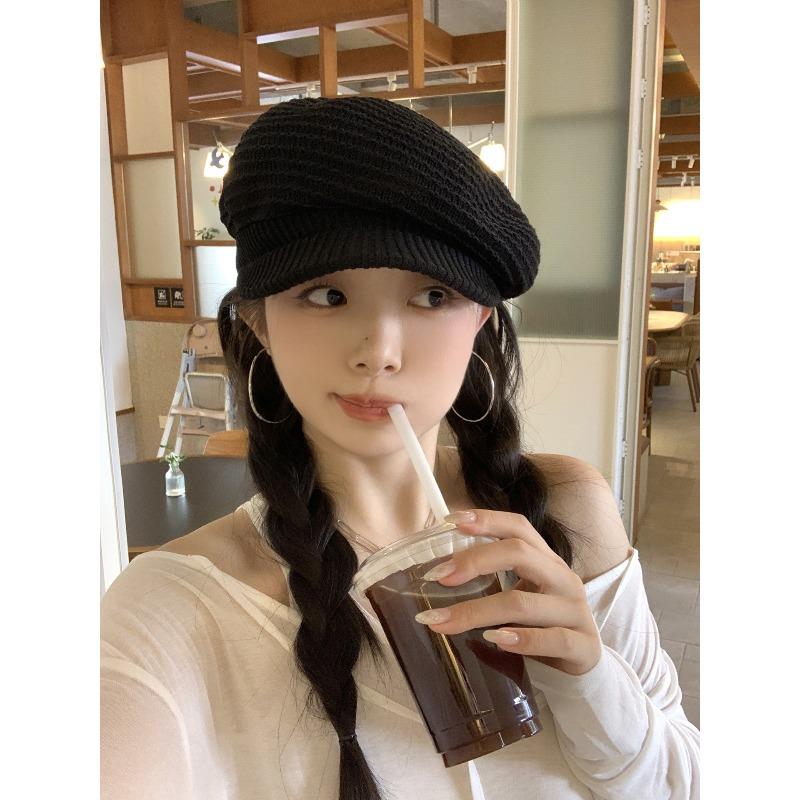 

Черный берет новый стиль женский большой обхват головы универсальный модный лицо маленькое кепка газетчика шляпа художника one size