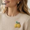 Alloy Lemon Jewelry Double Rhinestone Brooch Pin, Yellow Lapel Pin for Women Decorative Men, Fruit Badge Suit Jackets and Bags