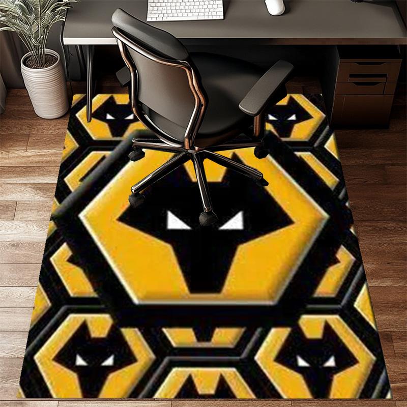 Wolves Football Club Emblem Printed Office Carpet Chair Cushion  Entryway Rug, Rugs for Living Room, Bedroom Christmas gifts