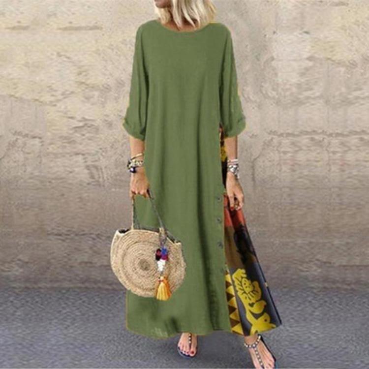 Plus Size Floral Maxi Dress Women Loose Swing Long Vestidos Big Half Sleeve Casual Holiday Beach Robe