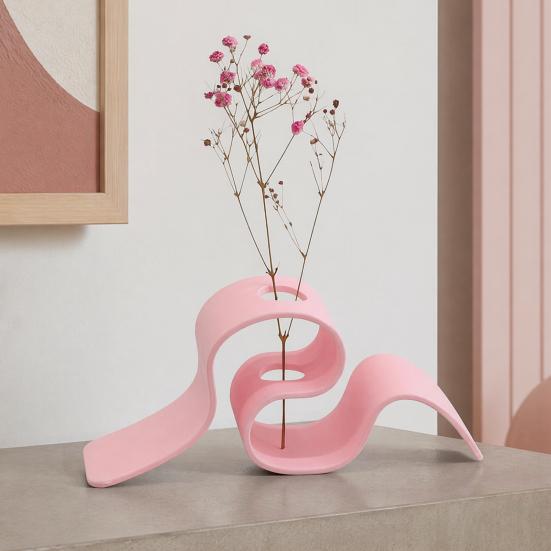 Creative Plant Display 3D Printed Dried Flower Stand, Curved Ribbon Vase, Decorative Holder, Bedroom Container Artificial Rack for Living Room