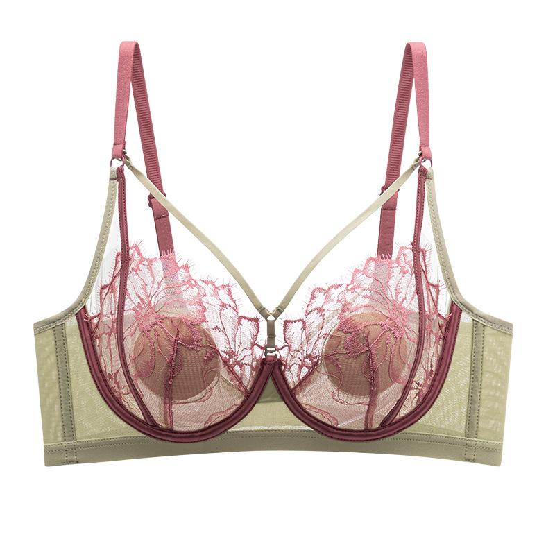 Bra Sexy Hollow Out Bra Memory Titanium Soft Underwire Minimizer Lift Side‑Support Brassiere for Women