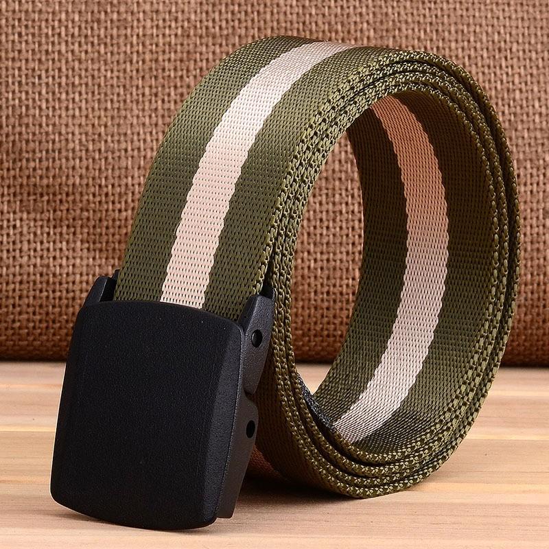 TUSHI Classic Ykk Plastic Buckle High-strength Nylon Elegant Stripe Men Women Canvas Knitted Belt