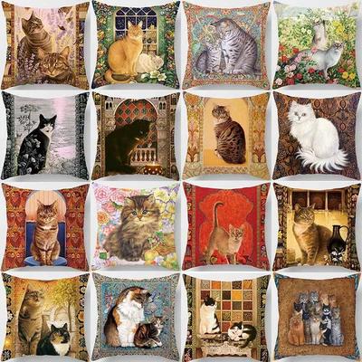 Home Decor Living Room Bedroom Cat Print Pillowcase Bed Car Sofa Cushion Covers Throw Pillow Cover45*45 40x40cm 50x50 45x45