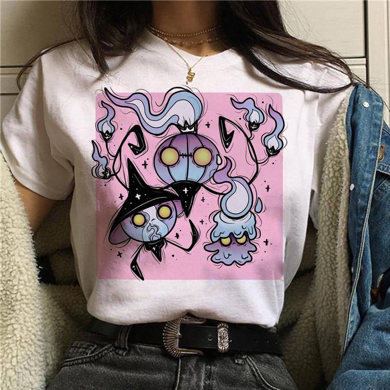 Women Anime Print T-Shirt Grunge Loose Steampunk Tees Gothic Female Harajuku Summer Clothing E-Girl Kawaii Aesthetic Top