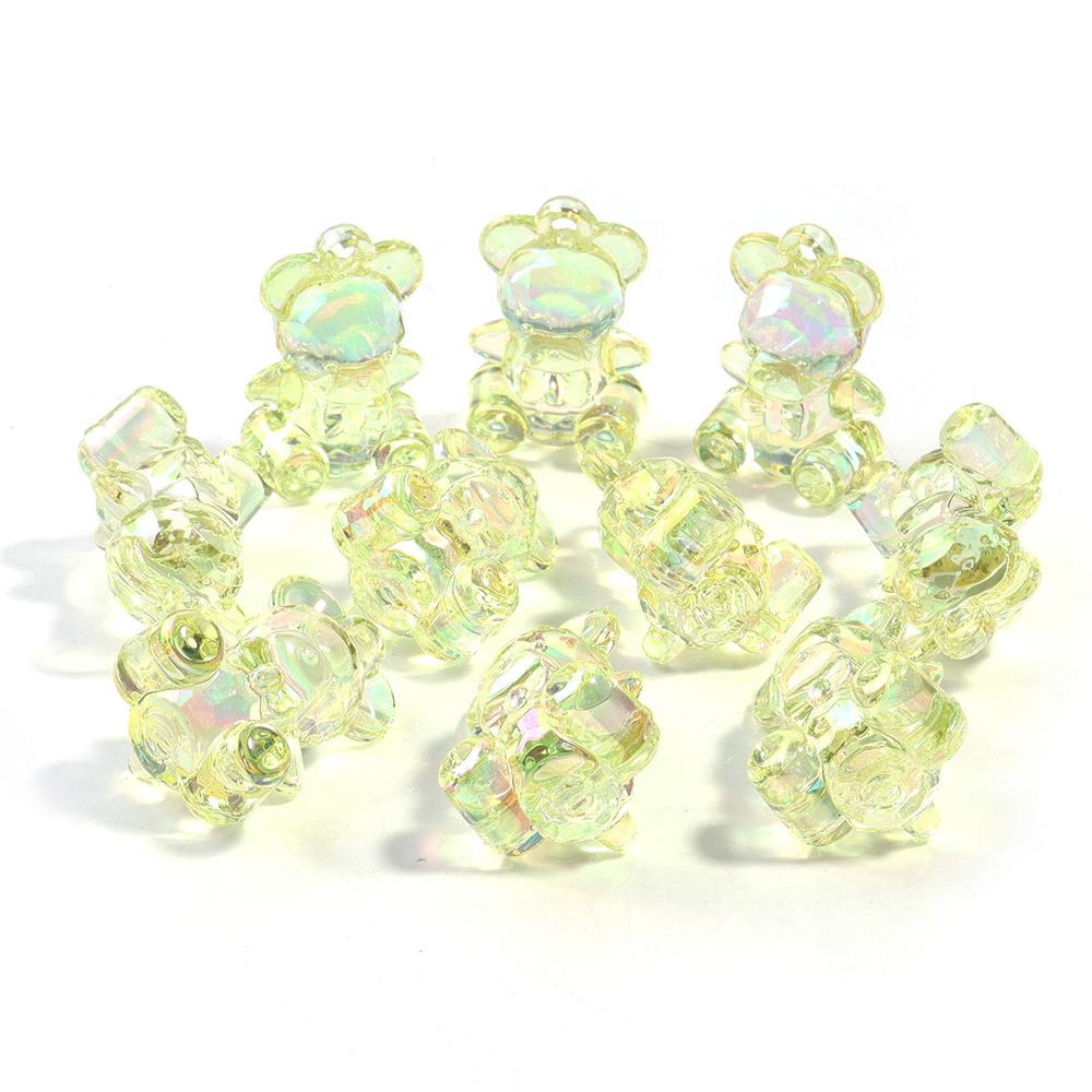 10Pcs/lot Acrylic Bear Charms Beads Colorful Transparent Gummy Cute Pendant for Handmade Necklace Earrings Jewelry Accessories