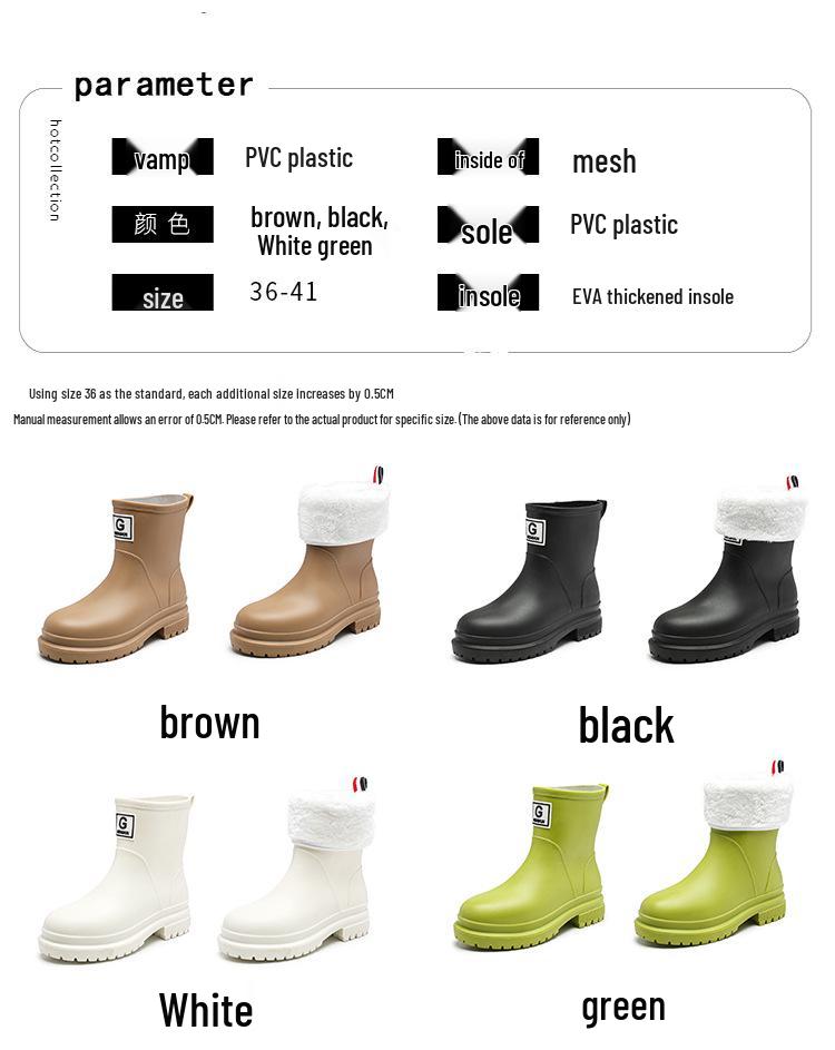 High-End Women's Mid-Calf Non-Slip Waterproof Rain Boots - Japanese Korean Style