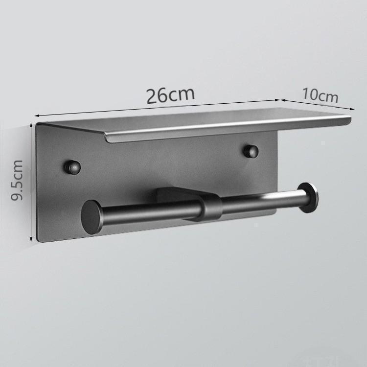 Punch-Free Black Stainless Steel Tissue & Toilet Paper Holder for Bathroom